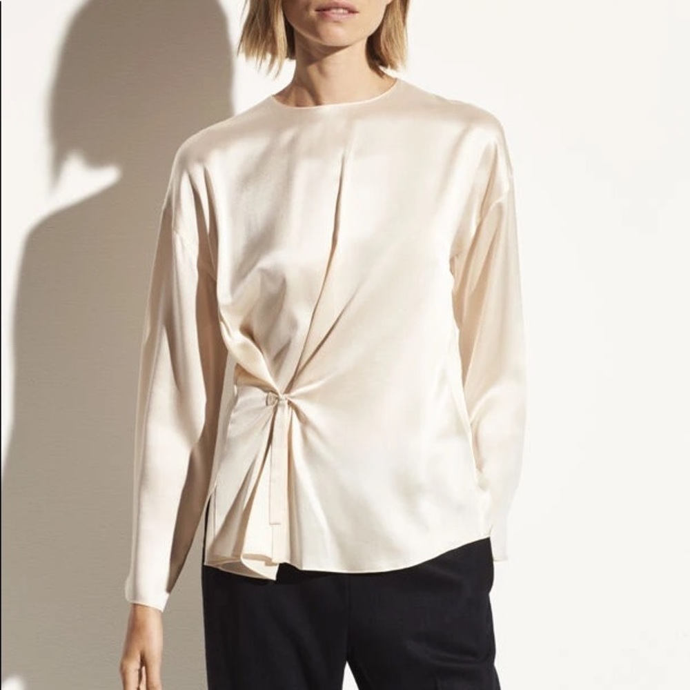 Vince Knot Front Blouse | Chiffon | Size L | NWT